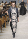 Chanel AW13 Couture: This bonkers looking dress was teamed with a black square hat and ankle boots.