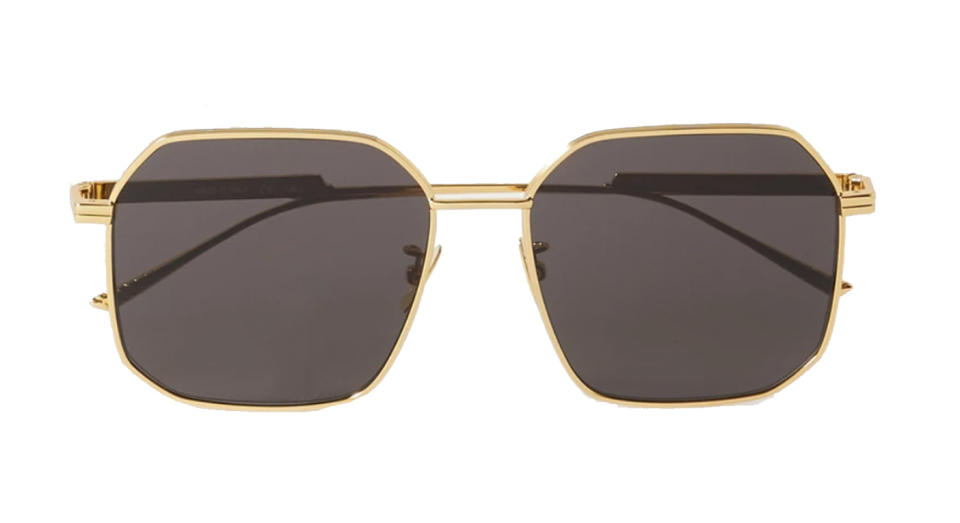 BOTTEGA VENETA Octagon-frame gold-tone metal sunglasses