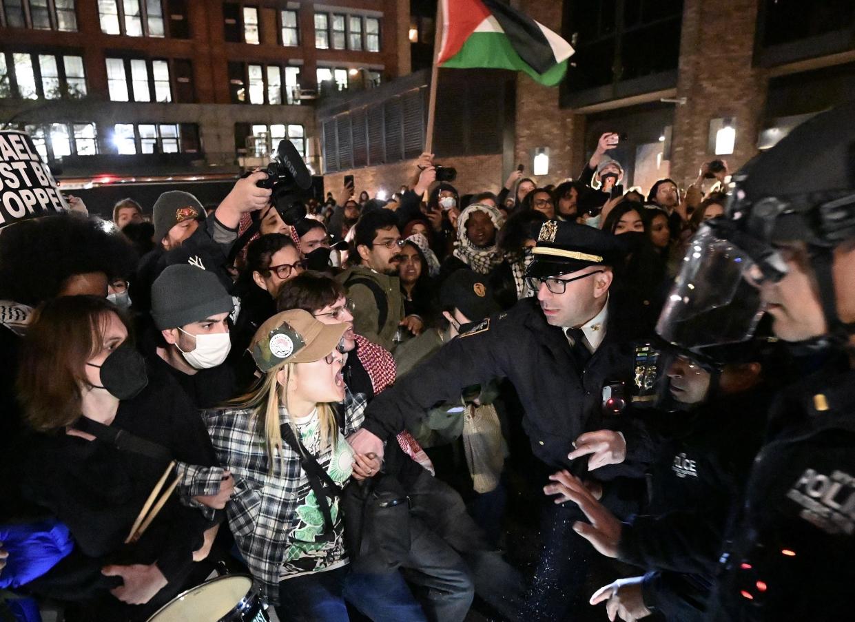 Police arrest more than 100 students at New York University protesting Israel's attacks on Gaza, in New York, United States on April 22, 2024.