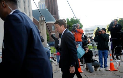 Former US Sen. John Edwards (D-NC) enters the Federal Courthouse for opening day of his criminal trial in Greensboro, North Carolina. The once Democratic presidential candidate, Edwards is expected to plead not guilty to six counts of campaign finance violations. If sentenced he could face a maximum of 30 years in jail and $1.5 million in fines