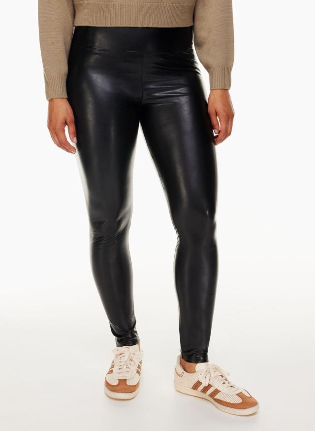 Matte Black Faux Leather Leatherette Leggings High Waist Pants Fleece  inside