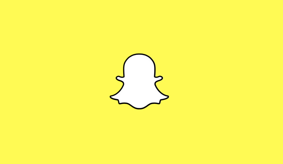 Snapchat logo on yellow background.