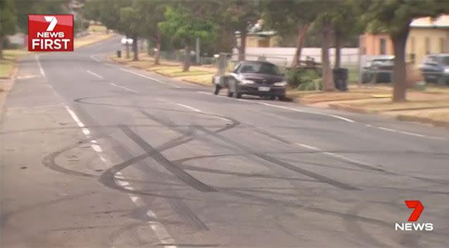 The street is covered in tyre tracks. Source: 7 News