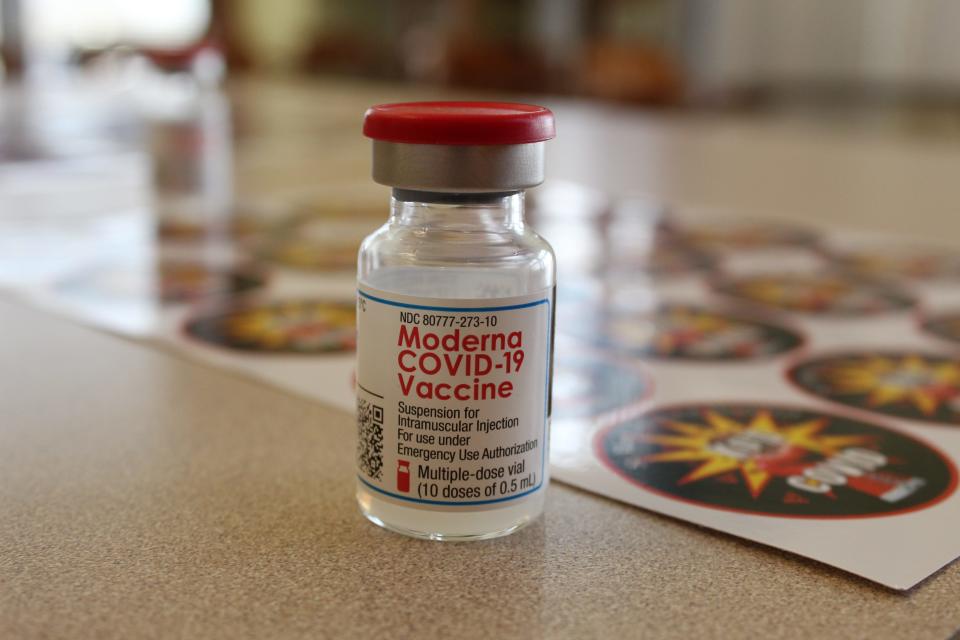 A vial of the Moderna vaccine for COVID-19