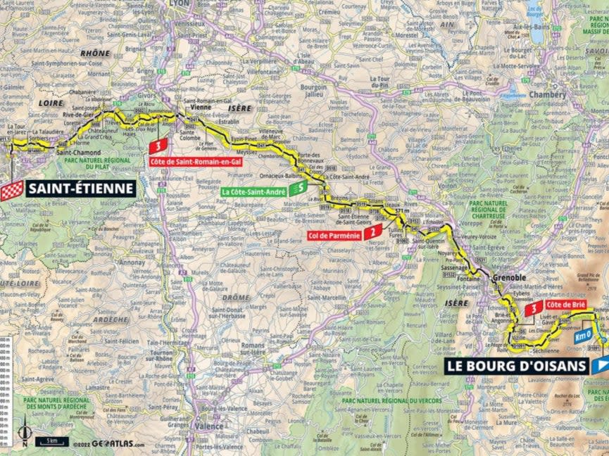 A map of stage 13 in the 2022 Tour de France (letour)