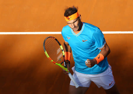 Tennis - ATP 1000 - Italian Open - Foro Italico, Rome, Italy - May 19, 2019 Spain's Rafael Nadal celebrates during the final against Serbia's Novak Djokovic REUTERS/Matteo Ciambelli