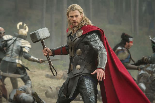 <p>Jay Maidment/Walt Disney Studios/courtesy Everett Collection</p> Chris Hemsworth as Thor in <em>Thor: The Dark World</em> (2013)