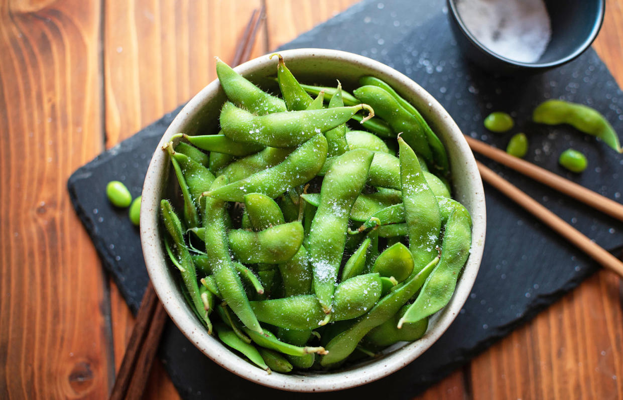 Steamed edamame sprinkled with sea salt (Nevena Zdravic / Getty Images)