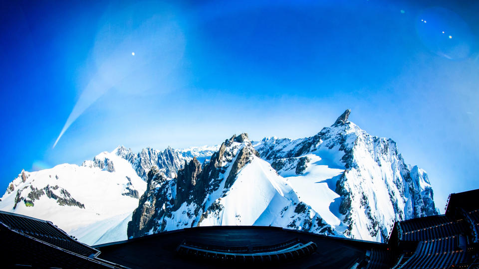 A scene of the mountain tops from the Vegas Sphere's 'Postcards from Earth.'