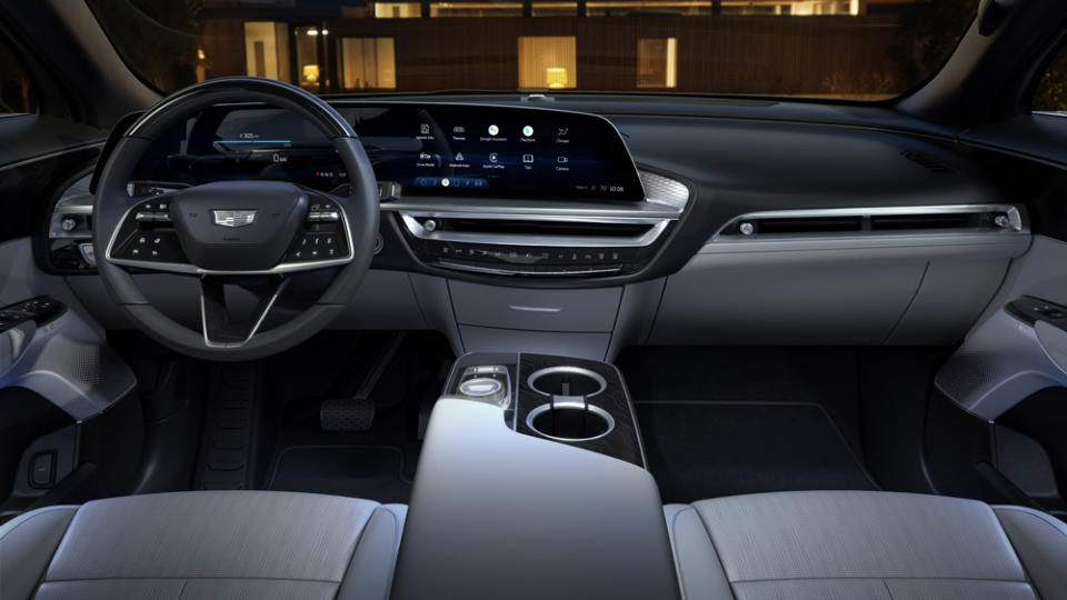 The dash’s expansive 33-inch LED touchscreen stretches from the front of the driver to the center stack. - Credit: Photo: Courtesy of Cadillac.