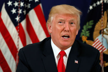 FILE PHOTO: U.S. President Donald Trump speaks to reporters at his golf estate in Bedminster, New Jersey U.S. August 10, 2017. REUTERS/Jonathan Ernst