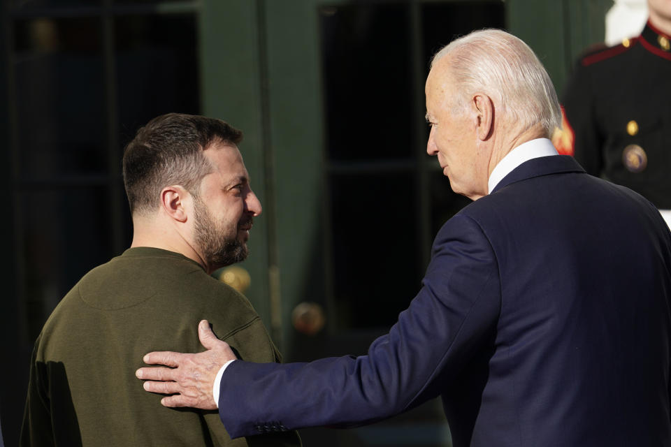 President Joe Biden welcomes Ukraine's President Volodymyr Zelenskyy at the White House in Washington, Wednesday, Dec. 21, 2022. (AP Photo/Andrew Harnik)