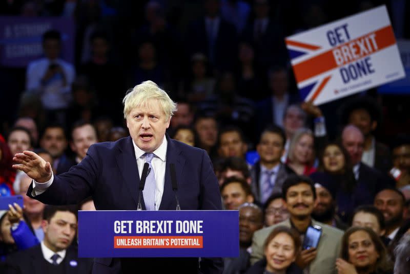 Britain's Prime Minister Boris Johnson campaigns in London