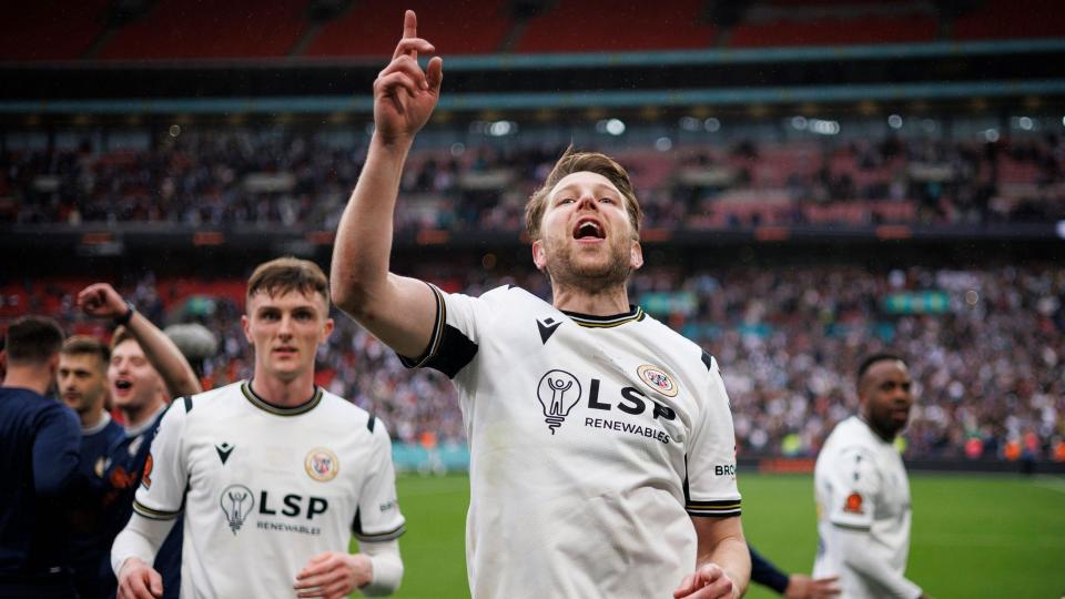 Bromley's Callum Reynolds celebrates