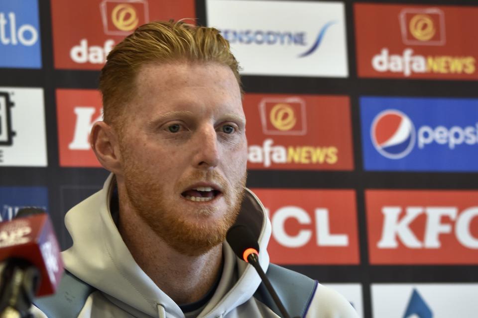 England's skipper Ben Stokes speaks during a press conference regarding second test match against Pakistan, in Multan, Pakistan, Thursday, Dec. 8, 2022. Ruthless England aims to again conquer Pakistan on another dry wicket through its aggressive approach and has brought in fast bowler Mark Wood for Friday's second test. (AP Photo)
