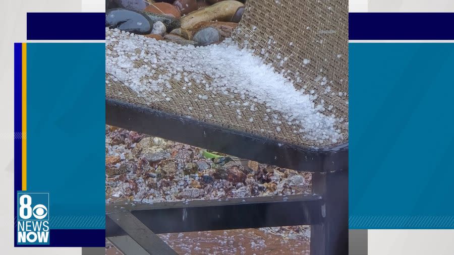 Photo of hail in the Sky Canyon northwest Las Vegas valley area on April 26, 2024 (Credit: Dawn Kolakoski)