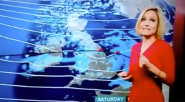 The weather report began normally but quickly took a turn for the worse. Source: BBC.