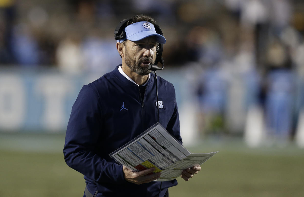 North Carolina head coach Larry Fedora is set to become Baylor's next offensive coordinator. (AP Photo/Gerry Broome)