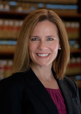 Amy Coney Barrett is seen in this photo provided by the University of Notre Dame, July 3, 2018. University of Notre Dame/Handout via REUTERS