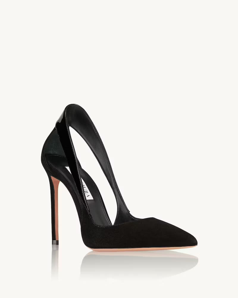 Aquazzura, Dangerous Liaisons, suede, black leather, pumps