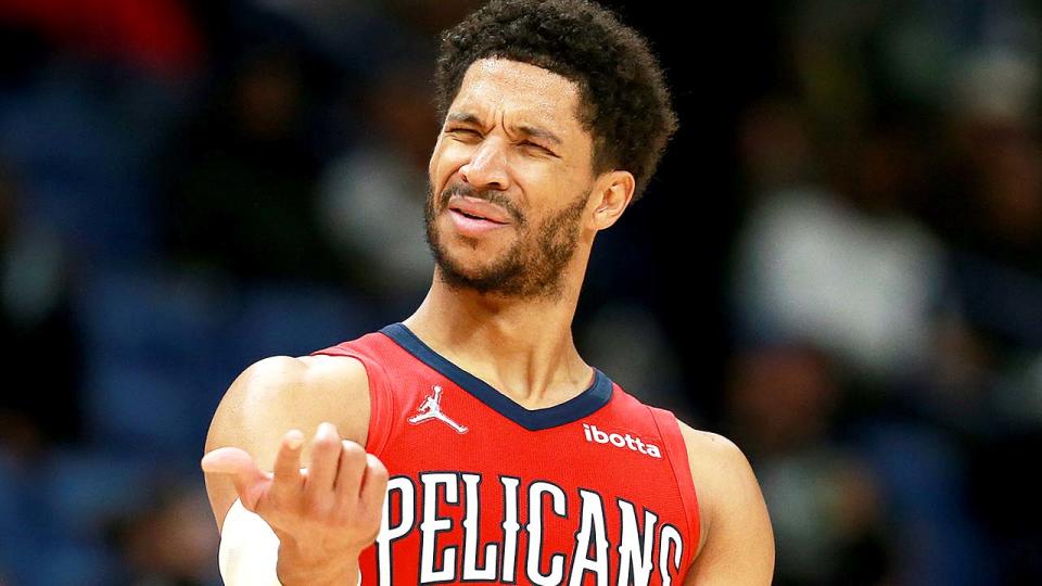 Josh Hart (pictured) reacting during an NBA game.