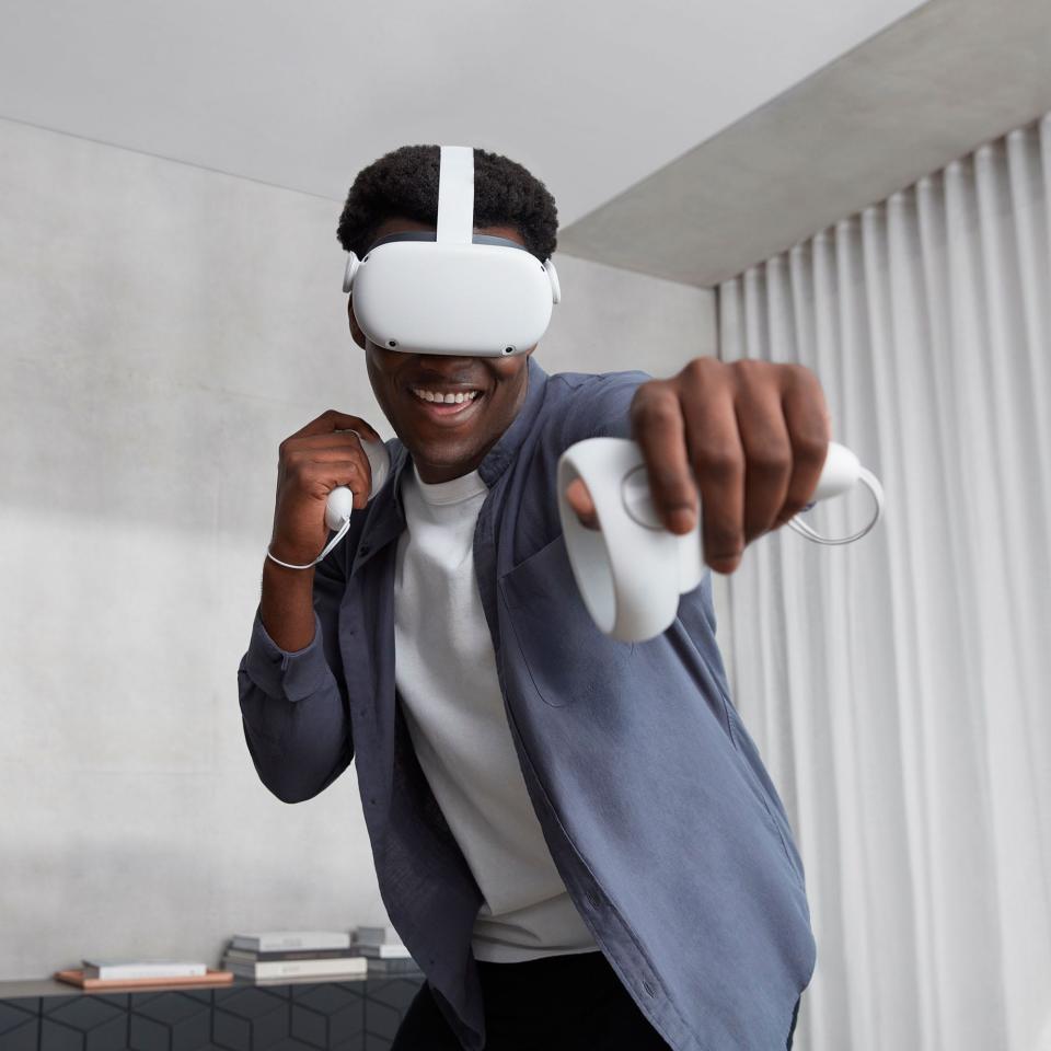 Oculus Quest 2 is cable-free and can download and stores content via WiFi.