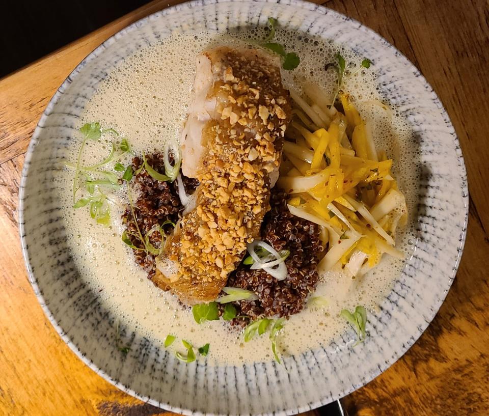 Peanut-crusted grouper ($42) at Old Vines Naples at Mercato.