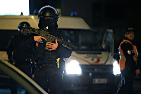 Security forces secure area where a suspect is sought after a shooting in Strasbourg, France, December 11, 2018. REUTERS/Vincent Kessler
