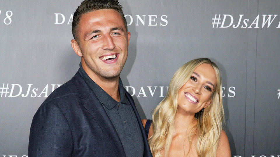 Pictured here, Sam Burgess and ex-wife Phoebe Hooke at promotional event in 2018.