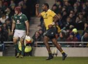 Rugby Union - Ireland v Australia - 2016 Guinness Series - Aviva Stadium, Dublin, Republic of Ireland - 26/11/16 Australia's Tevita Kuridrani celebrates scoring their second try Reuters / Clodagh Kilcoyne