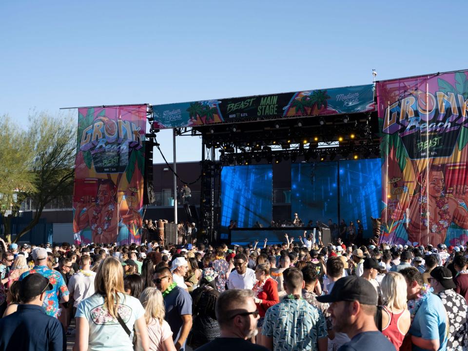 Diplo performs onstage at Gronk Beach.