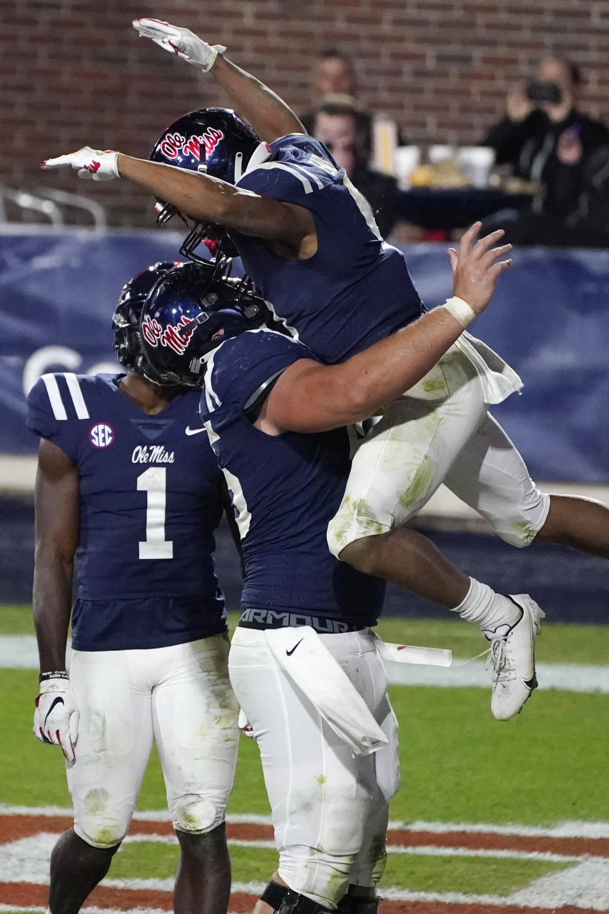 Ole Miss Rebels wide receiver Braylon Sanders celebrates a first down