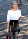 <p>When you want to add a little more swing to your step, a modified leather hula skirt over jeans certainly is one option, as Jaime King demonstrates.</p>