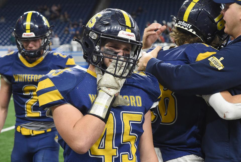 Senior Drew Knaggs could not hold back the tears as the Whiteford Bobcats came up short losing to Ubly 21-6 in the Division 8 State Finals 21-6 at Ford Field Saturday, November 25, 2023.