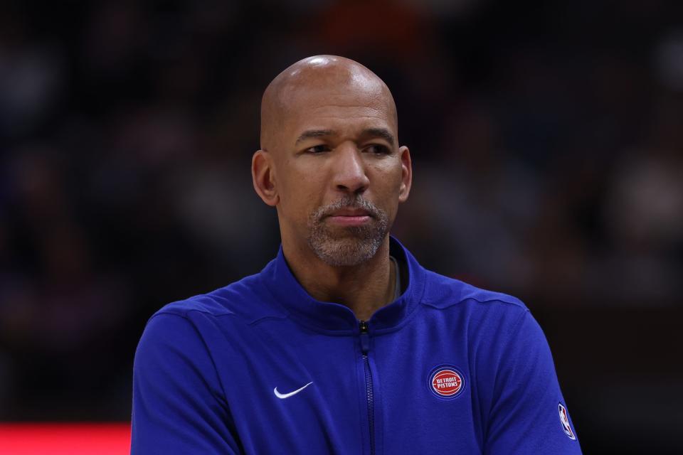 Pistons coach Monty Williams looks on against the Jazz during the first quarter on Wednesday, Jan. 3, 2024, in Salt Lake City.