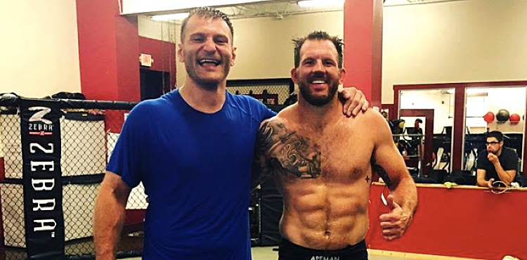 Stipe Miocic and Ryan Bader in training
