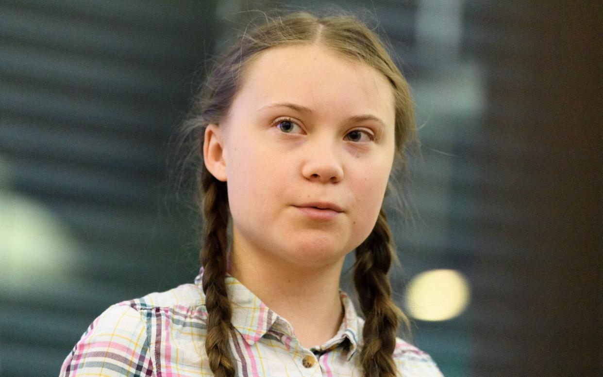 Greta Thunberg addressing the Parliament Climate Change Group meeting - Getty Images Europe