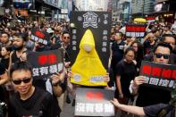 Demonstration demanding Hong Kong's leaders to step down and withdraw the extradition bill, in Hong Kong