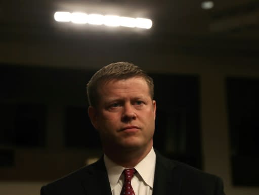 Ryan McCarthy is seen on September 12, 2019 at his Senate confirmation hearing to become US secretary of the army, the position formerly held by Defense Secretary Mark Esper