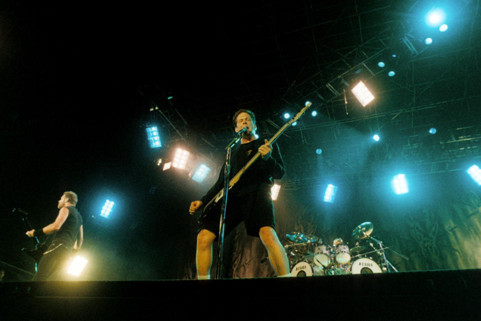 Metallica performing live at Lollapalooza, 1996.