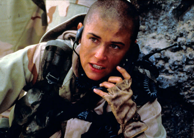 <b>Demi Moore - G.I. Jane</b><br> Ridley Scott took inspiration from Ms Ripley when making this action film, casting Demi Moore as the titular G.I. The story of a female marine doomed to fail by her male comrades is perhaps the film Moore is most famous for. Which makes her well-ventilated noggin one of the most famous in cinema history.