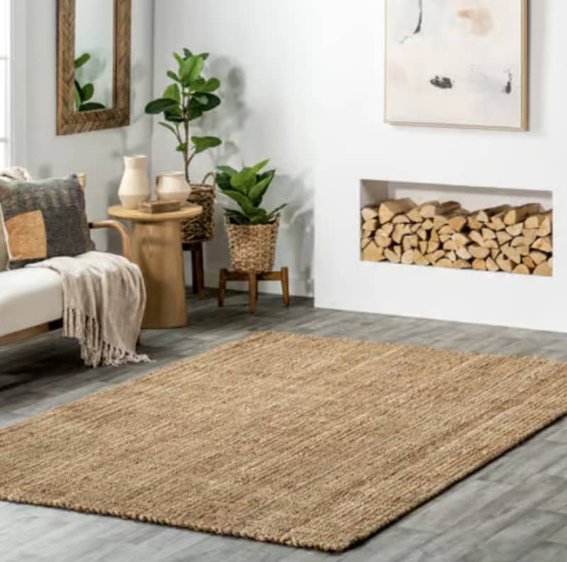 Natural Handwoven Jute Ribbed Rug, 5' x 8'