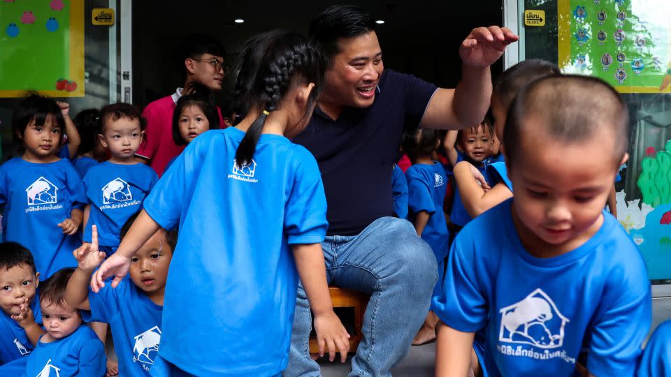 Vacharaesorn Vivacharawongse visits the Foundation for Slum Child Care supported by the Royal Family, in Bangkok on August 8. - Athit Perawongmetha/Reuters