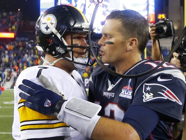 Tom Brady and Ben Roethlisberger will meet again in the AFC Championship. (AP)