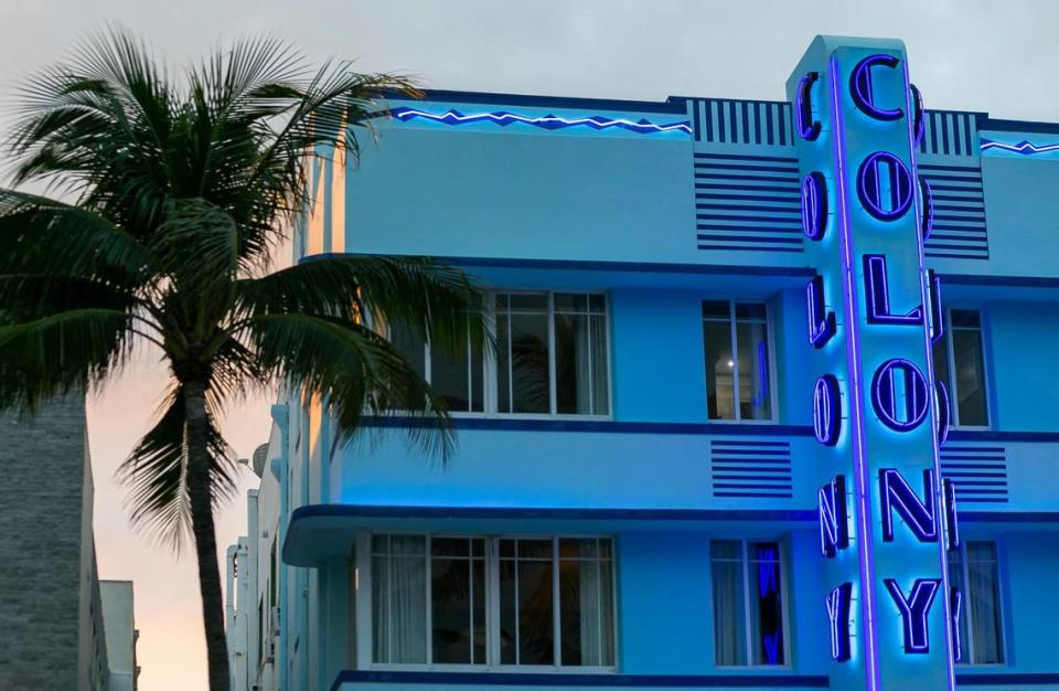 A view of the Colony Hotel located on Ocean Drive in Miami Beach, Florida on Friday, Feb. 25, 2022.