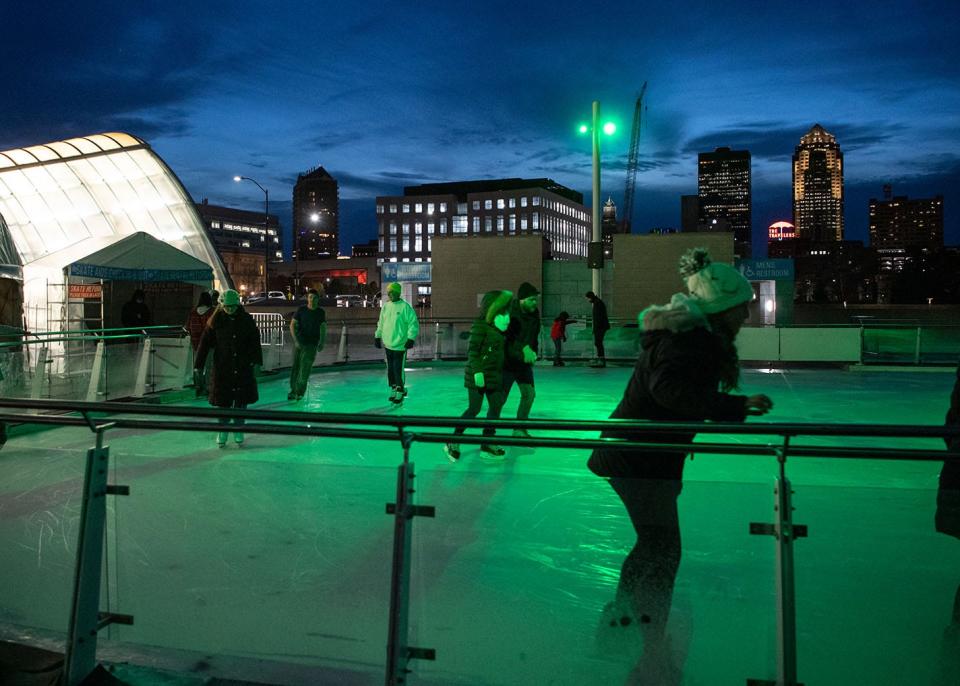 Brenton Skating Plaza opens for the season on Friday, Nov. 19, 2021, and kicks off the Holiday Promenade in the Historic East Village in Des Moines.