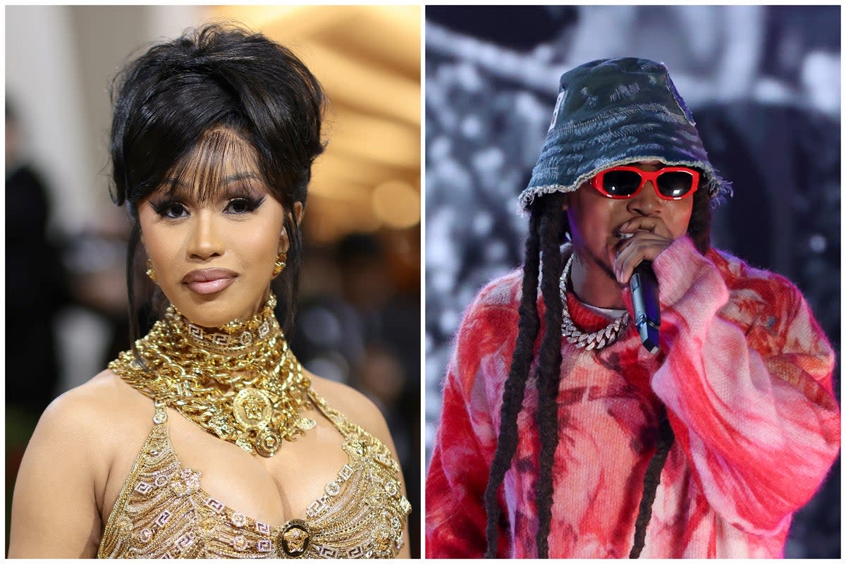 Cardi B (left) has recalled getting the devastating call that Takeoff (right) was dead  (Getty)