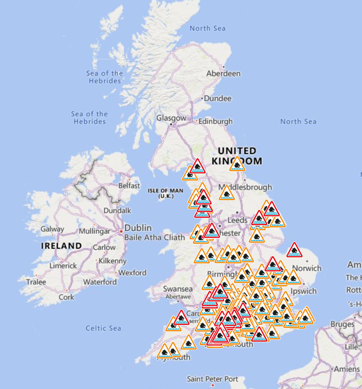 Flood warnings and flood alerts in place for Wednesday. (Environment Agency)