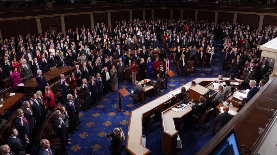 Members of the 118th Congress are sworn in by Speaker Kevin McCarthy on Jan. 6. 