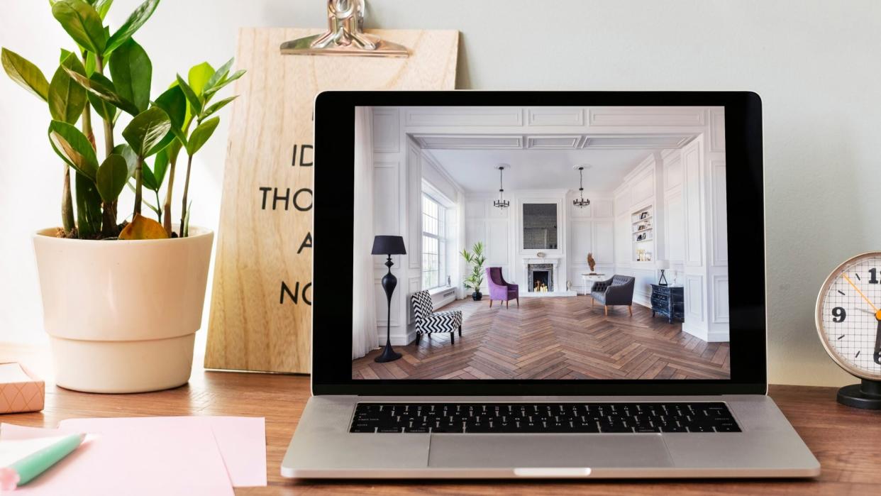 Virtual house or apartment tour on a laptop